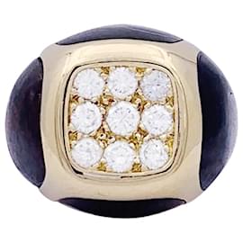 Boucheron-Boucheron Ring, "Siegelring", gelbes Gold, Holz und Diamanten.-Andere