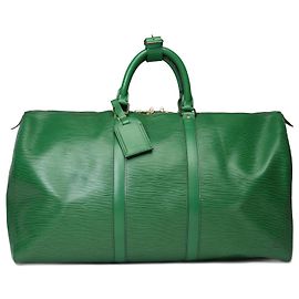 LOUIS VUITTON Keepall Bag in Green Leather - 101598 Green