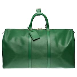 Louis Vuitton-LOUIS VUITTON Keepall Bag in Green Leather - 101598-Green
