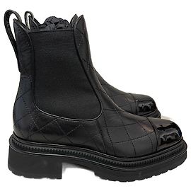 CHANEL  Ankle boots T.eu 38.5 leather Black