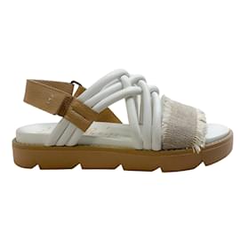 Autre Marque-Henry Beguelin White / Beige Sabbia Intreccio Sandals-White