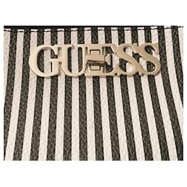 Guess-GUESS Uptown Chic Stripe weiße Tasche/Neues Schwarz-Weiß