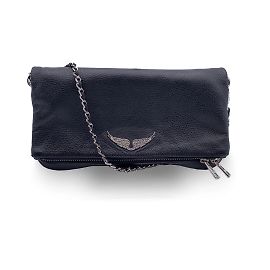 Zadig & Voltaire Black Leather Swing Your Wing Rock Foldable Bag Black