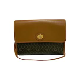 Dior-Honeycomb Canvas & Leather Crossbody Bag-Brown
