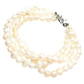 Mikimoto Pulsera Triple Perla Blanco
