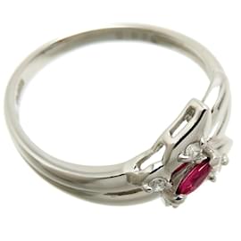 & Other Stories-Platinum Ruby Diamond Ring-Silvery