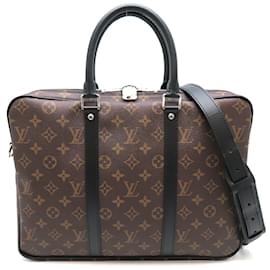 Louis Vuitton-Monograma Macassar Porte Documentos Voyage M40225-Castaño