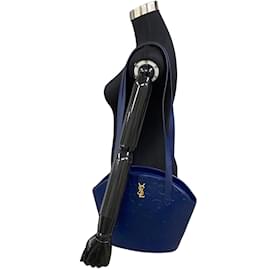 Yves Saint Laurent-Arabesque Leather Shoulder Bag-Blue