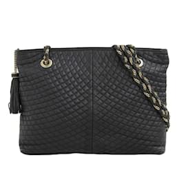 Bally-Quilted Chain Shoulder Bag-Black