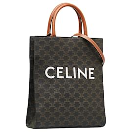 Céline-Celine Brown Pequeno Triomphe Cabas Verticais-Marrom