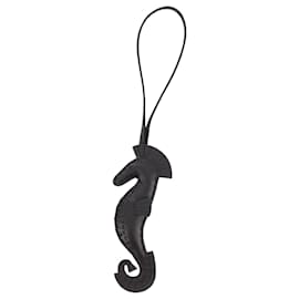 Hermès-Hermes Black Milo Seahorse So Black Bag Charm-Negro