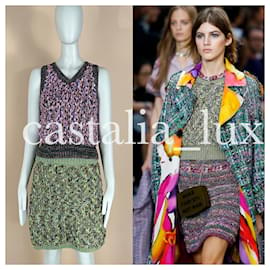 Chanel-Nuevo traje de tweed tejido Runway-Multicolor