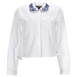 Tommy Hilfiger-Camisa feminina de algodão com ajuste confortável-Branco