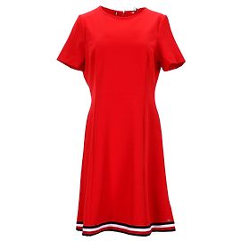 Tailliertes Damenkleid von Tommy Hilfiger aus rotem Polyester Rot