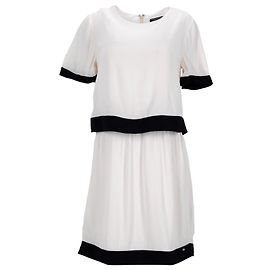 Tommy Hilfiger Damenkleid aus cremefarbener Viskose Weiß Roh