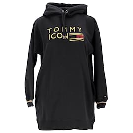 Tommy Hilfiger-Tommy Hilfiger Damen-Kleid mit entspannter Passform aus schwarzer Baumwolle-Schwarz
