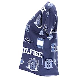 Tommy Hilfiger-Camiseta de algodón con estampado de logo para mujer-Azul