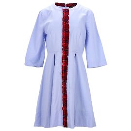 Tommy Hilfiger Vestido con volantes de algodón Oxford para mujer Azul Azul claro