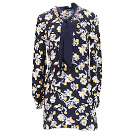 Tommy Hilfiger-Tommy Hilfiger Womens Regular Fit Floral Print Dress in Navy Blue Viscose-Navy blue