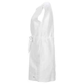 Tommy Hilfiger-Vestido feminino Tommy Hilfiger com gravata na cintura em algodão cru-Branco,Cru