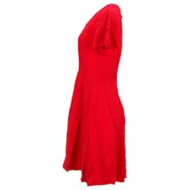 Tommy Hilfiger-Robe rayée ajustée et évasée pour femme-Rouge