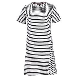 Vestido Tommy Hilfiger de corte regular a rayas para mujer en poliéster blanco Blanco