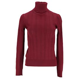 Tommy Hilfiger-Womens Check Roll Neck Jumper-Red