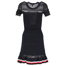 Tommy Hilfiger-Tommy Hilfiger Womens Embroidered Short Sleeve Jumper Dress in Navy Blue Viscose-Navy blue