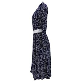 Tommy Hilfiger-Tommy Hilfiger Womens Ditsy Floral Print Shirt Dress in Blue Viscose-Blue
