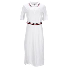 Tommy Hilfiger-Vestido polo feminino Tommy Hilfiger com cinto em algodão branco-Branco
