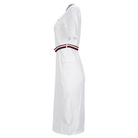 Tommy Hilfiger-Vestido tipo polo con cinturón en algodón blanco de Tommy Hilfiger para mujer-Blanco