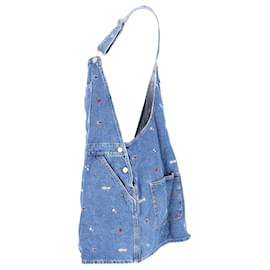 Tommy Hilfiger-Tommy Hilfiger Womens Recycled Denim Embroidery Dungaree Dress in Blue Cotton-Blue