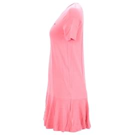 Tommy Hilfiger-Tommy Hilfiger Damen-T-Shirt-Kleid mit Rüschensaum aus rosa Viskose-Pink