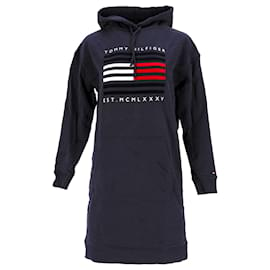 Tommy Hilfiger-Tommy Hilfiger Womens Organic Cotton Hoody Dress in Navy Blue Cotton-Navy blue