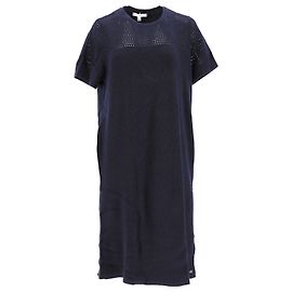 Tommy Hilfiger Damen-Mesh-Pulloverkleid aus marineblauer Baumwolle Marineblau