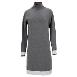Tommy Hilfiger Damen-Pulloverkleid mit hohem Halsausschnitt aus grauer Baumwolle Grau