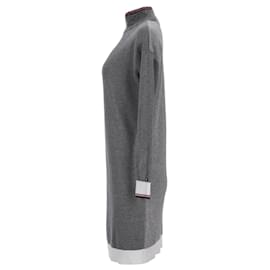 Tommy Hilfiger-Tommy Hilfiger Damen-Pulloverkleid mit hohem Halsausschnitt aus grauer Baumwolle-Grau