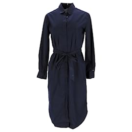 Tommy Hilfiger-Vestido camisa midi essencial Tommy Hilfiger feminino em algodão azul marinho-Azul marinho