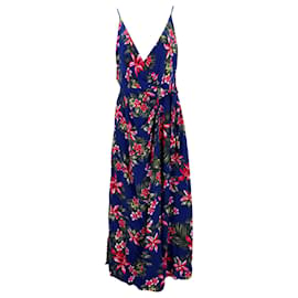 Tommy Hilfiger-Tommy Hilfiger Womens Tropical Print Wrap Dress in Blue Viscose-Blue