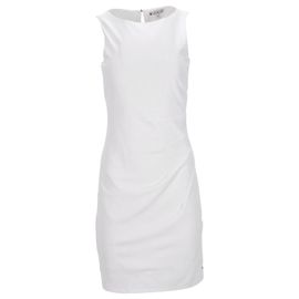 Tommy Hilfiger Damen ärmelloses, figurbetontes Minikleid aus cremefarbenem Polyester Weiß Roh