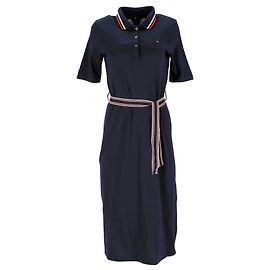 Tommy Hilfiger Vestido Polo con Cinturón para Mujer en Algodón Azul Marino Azul marino