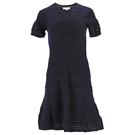 Tommy Hilfiger-Tommy Hilfiger Womens Pointelle Short Sleeve Dress in Navy Blue Viscose-Navy blue