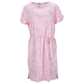 Tommy Hilfiger-Damen-T-Shirt-Kleid mit Palmen-Print-Pink