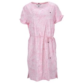 Tommy Hilfiger Vestido estilo camiseta con estampado de palmeras para mujer Rosa