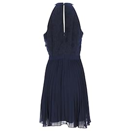 Tommy Hilfiger-Tommy Hilfiger Womens Halterneck Flower Applique Dress in Navy Blue Polyester-Navy blue