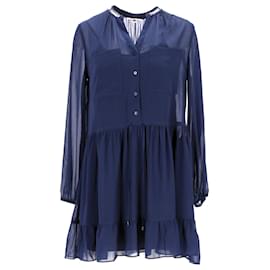 Tommy Hilfiger-Tommy Hilfiger Damen-Kleid aus durchsichtigem, gestuftem A-Linien-Kleid aus blauem Polyester-Blau