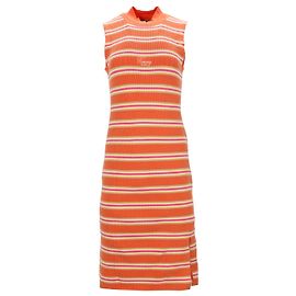 Tommy Hilfiger Vestido De Rayas Con Cuello Alto De Algodón Orgánico Para Mujer En Algodón Naranja Naranja