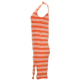 Tommy Hilfiger-Tommy Hilfiger Womens Organic Cotton High Neck Striped Dress in Orange Cotton-Orange