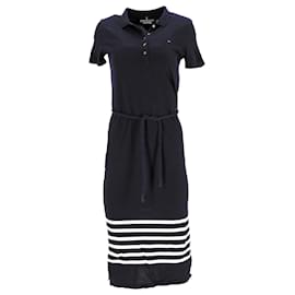 Tommy Hilfiger-Tommy Hilfiger Womens Stripe Hem Slim Fit Polo Dress in Navy Blue Cotton-Navy blue