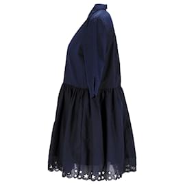 Tommy Hilfiger-Tailliertes Damenkleid von Tommy Hilfiger aus marineblauer Baumwolle-Marineblau